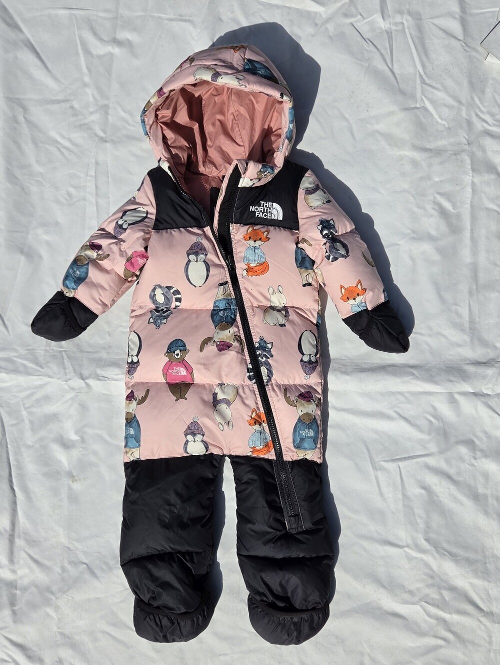 The North Face Baby Girls Snowsuit Bunting Pink Black Puffer Hood Coat 18/24